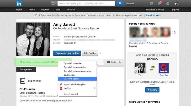add linkedin to email signature outlook