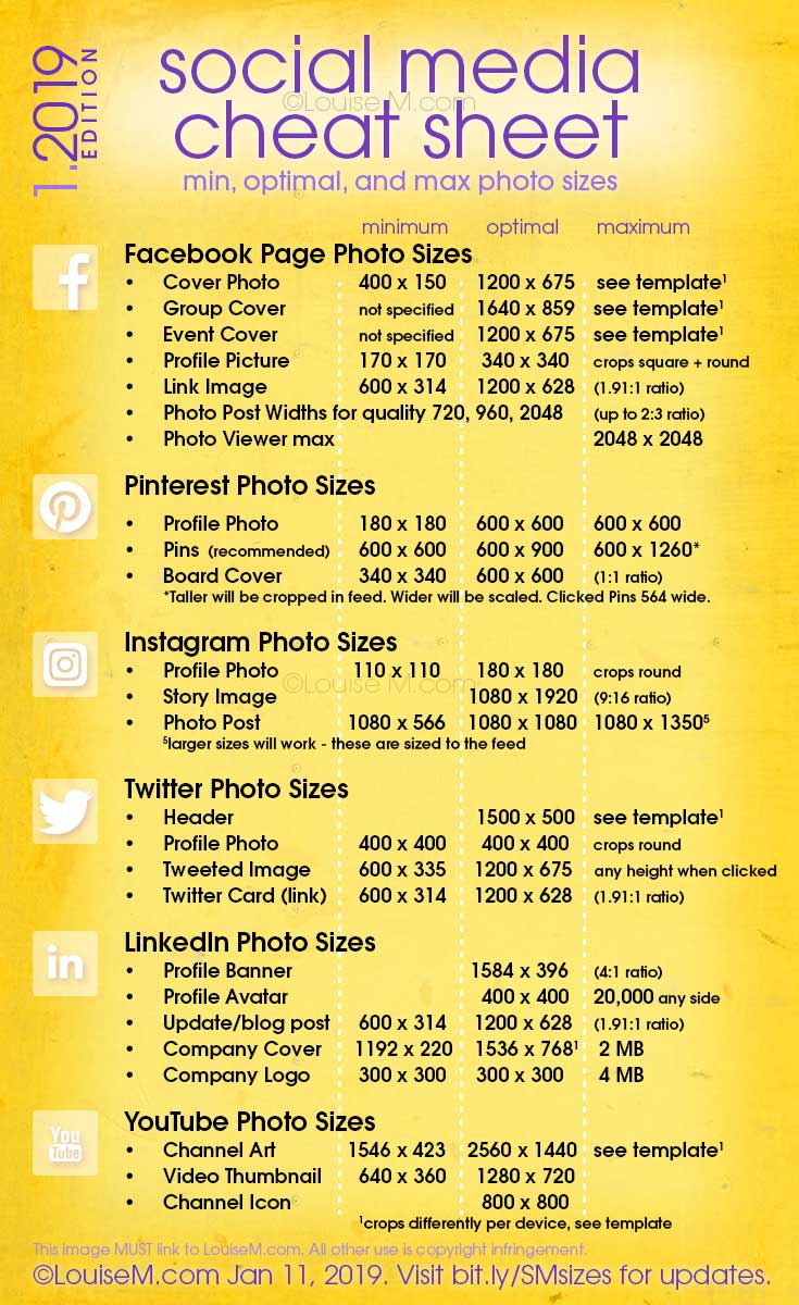 Social Media Cheat Sheet Must Have Image Sizes! 735x1200 Social Media Cheat Sheet Must Have Image Sizes!