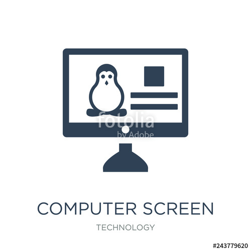 500x500 Computer Screen Linux Icon Vector On White Background, Computer
