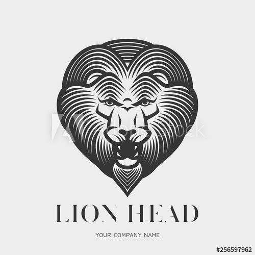 500x500 Lion Head Logo Or Icon In One Color Roaring Animal Head Stock