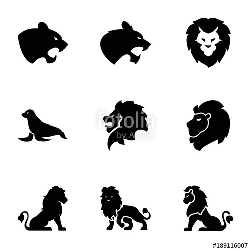 500x500 Lion Icons Set Of Editable Filled Lion Icons Stock Image