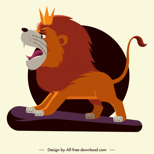 600x600 Lion King Icon Colored Cartoon Character Sketch Free Vector