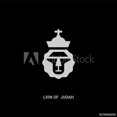 500x500 White Lion Of Judah Vector Icon On Black Background Modern Flat