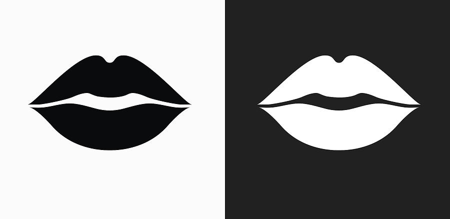 900x438 Lips Icon On Black And White Vector Backgrounds