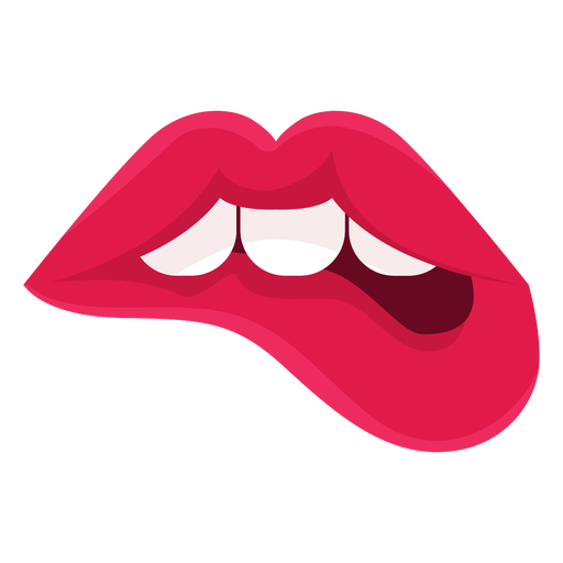 Female Lips Biting Icon. 
