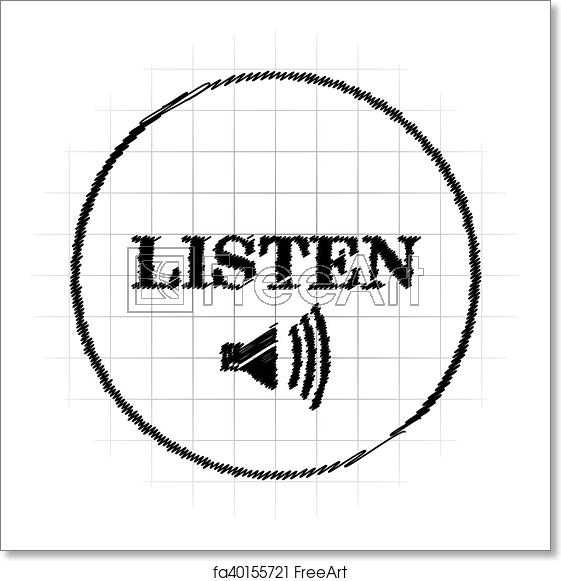 561x581 Free Art Print Of Listen Icon Listen Icon Internet Button