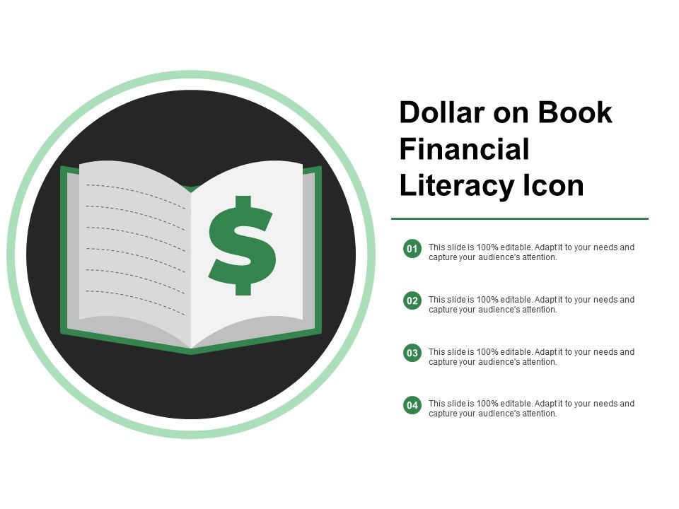 960x720 Dollar On Book Financial Literacy Icon Presentation Powerpoint
