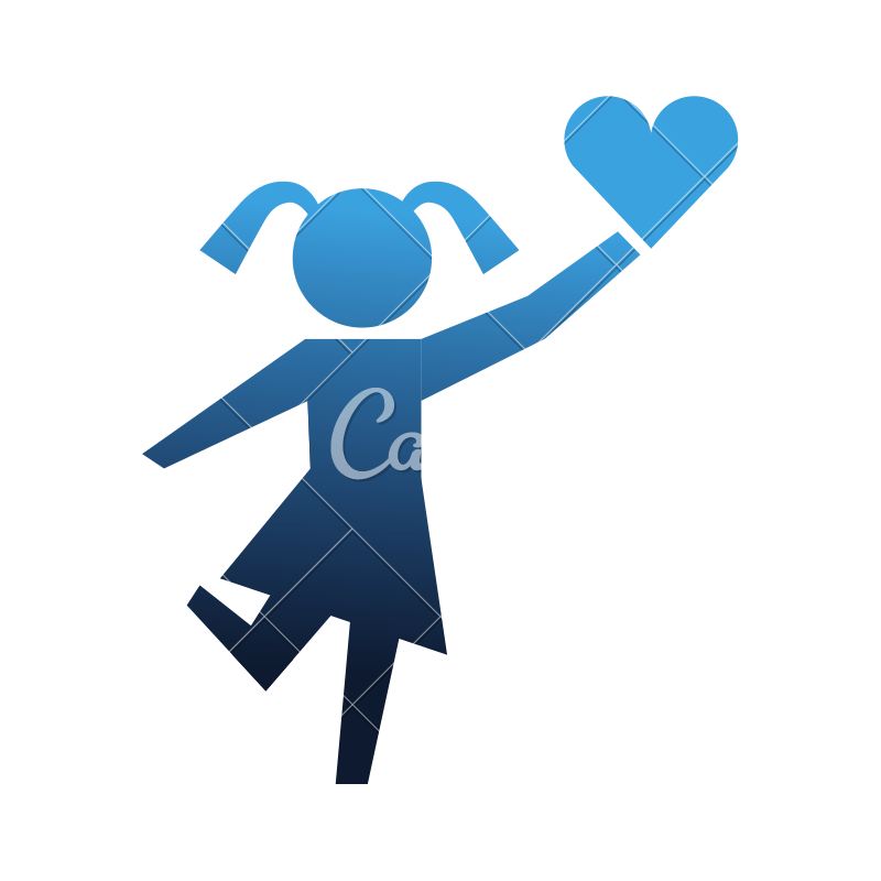 800x800 Little Girl Silhouette With Heart Isolated Icon