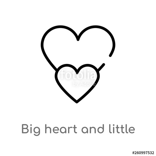 500x500 Outline Big Heart And Little Heart Vector Icon Isolated Black