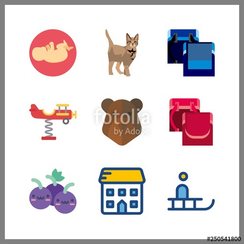 500x500 Little Icon Vector Illustration Little Set Cat And School Bag