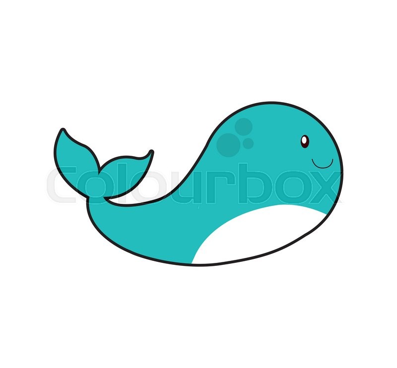 800x742 Whale Cute Animal Sea Little Icon Stock Vector Colourbox