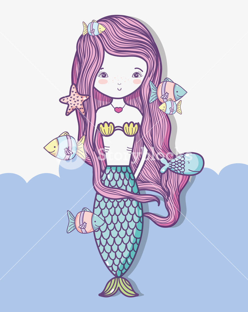 795x1000 Little Mermaid Art Cartoon Icon Vector Illustration Graphic Design