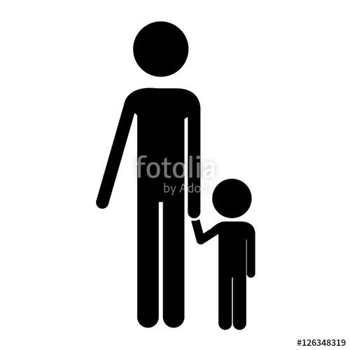 500x500 Silhouette Of A Man With A Little Boy Icon Over White Background