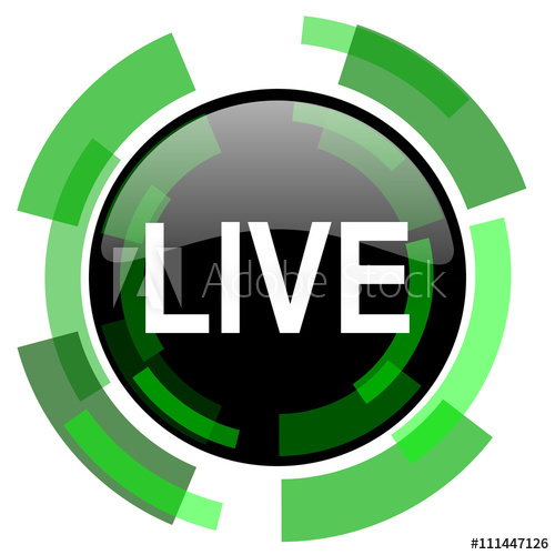 500x500 Live Icon, Green Modern Design Isolated Button, Web And Mobile App