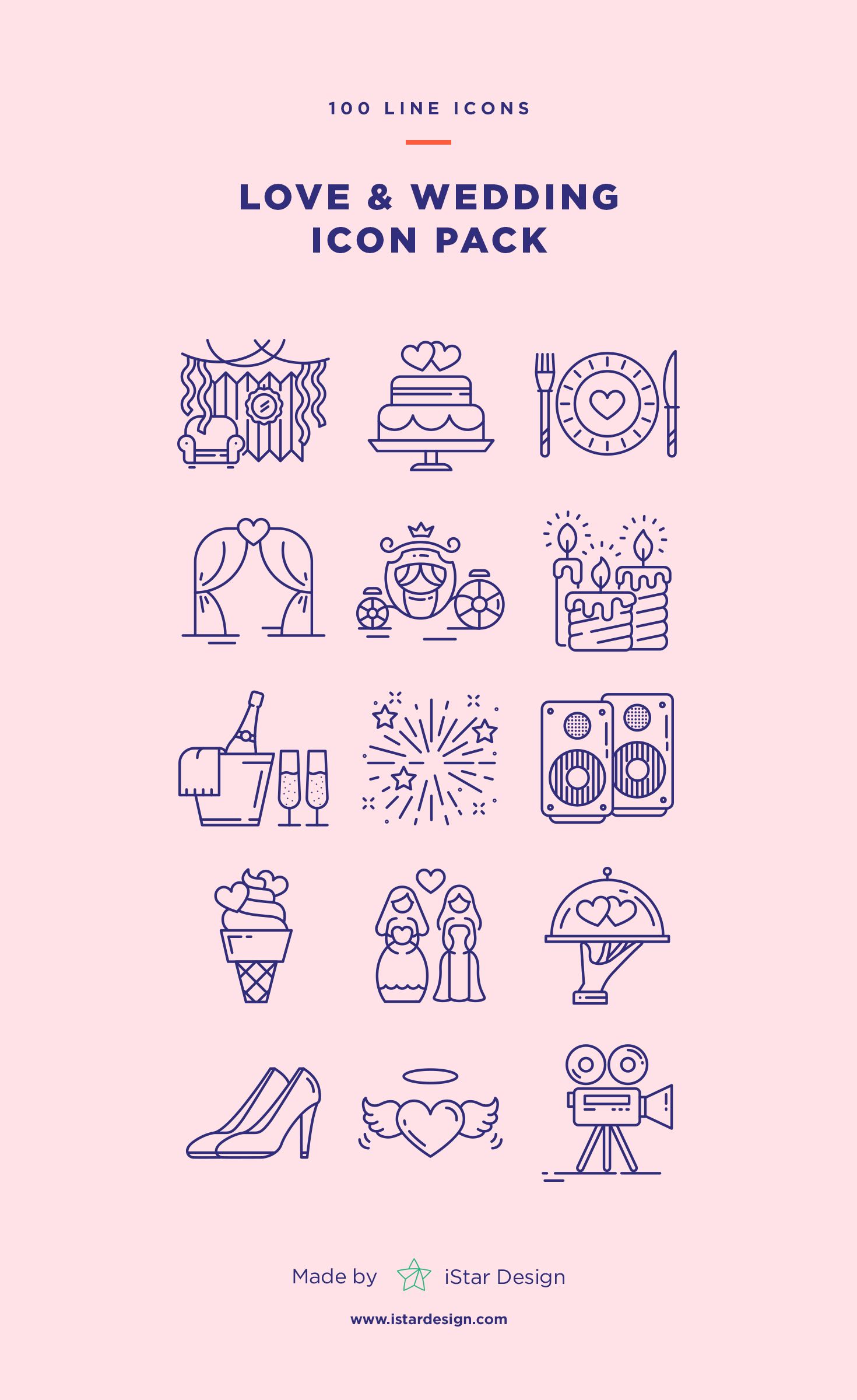 1470x2400 Wedding Love Icons Set Made