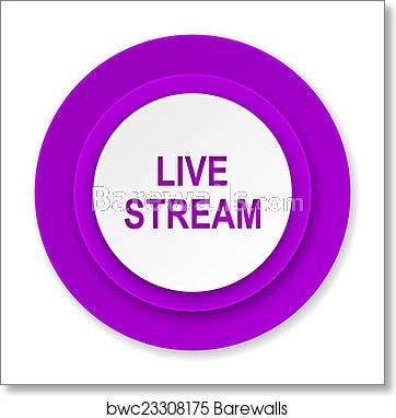 362x382 Live Stream Icon, Violet Button, Art Print Barewalls Posters