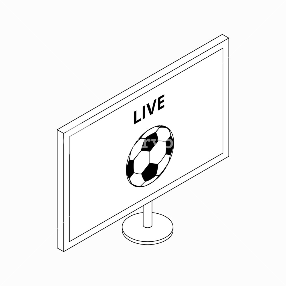 1000x1000 Football Match On Tv Live Stream Icon In Isometric Style