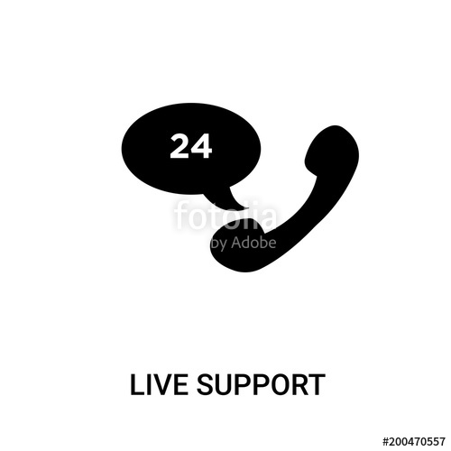 500x500 Live Support Icon On White Background, In Black, Vector Icon