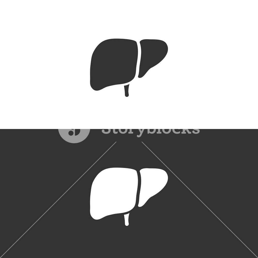 1000x1000 Liver Icon On Black And White Background Vector Illustration