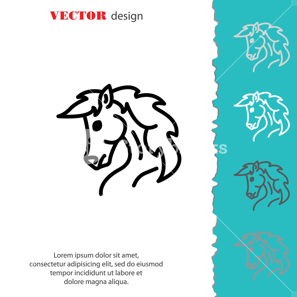 1000x1000 Web Line Icon Horse Wild Animals Livestock Royalty Free Stock