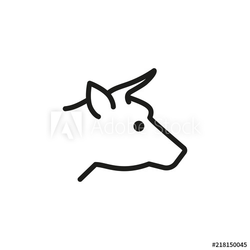 500x500 Beef Line Icon Cow, Livestock, Butcher Shop Meat Concept Vector