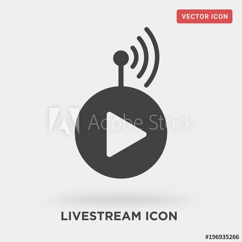500x500 Livestream Icon On Grey Background, In Black, Vector Icon