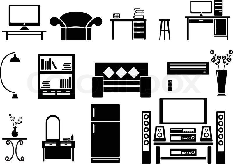 800x564 Living Room Icon Set Vector Stock Vector Colourbox
