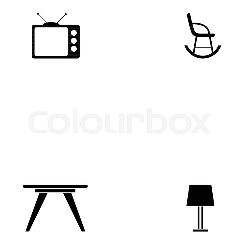 800x800 Living Room Icon Set Stock Vector Colourbox