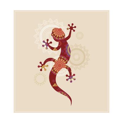 400x400 Bohemian, Tribal, Ethnic Background With Patterned Lizard Icon Art