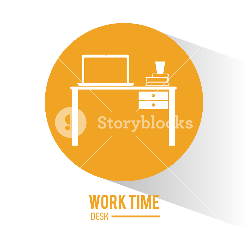 1000x1000 Desk Laptop And Books Icon Work Time Office And Supplies Theme