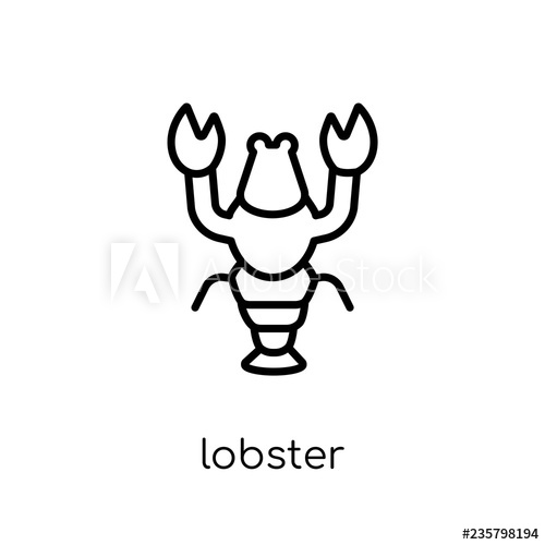 500x500 Lobster Icon Trendy Modern Flat Linear Vector Lobster Icon