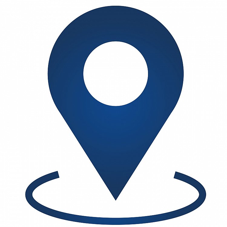 750x750 Icon Showing Location In The Color Blue