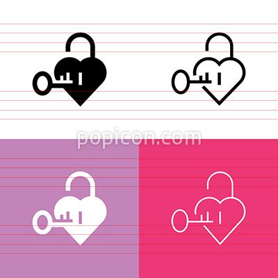 400x400 Heart Shaped Lock And Key Icon Set