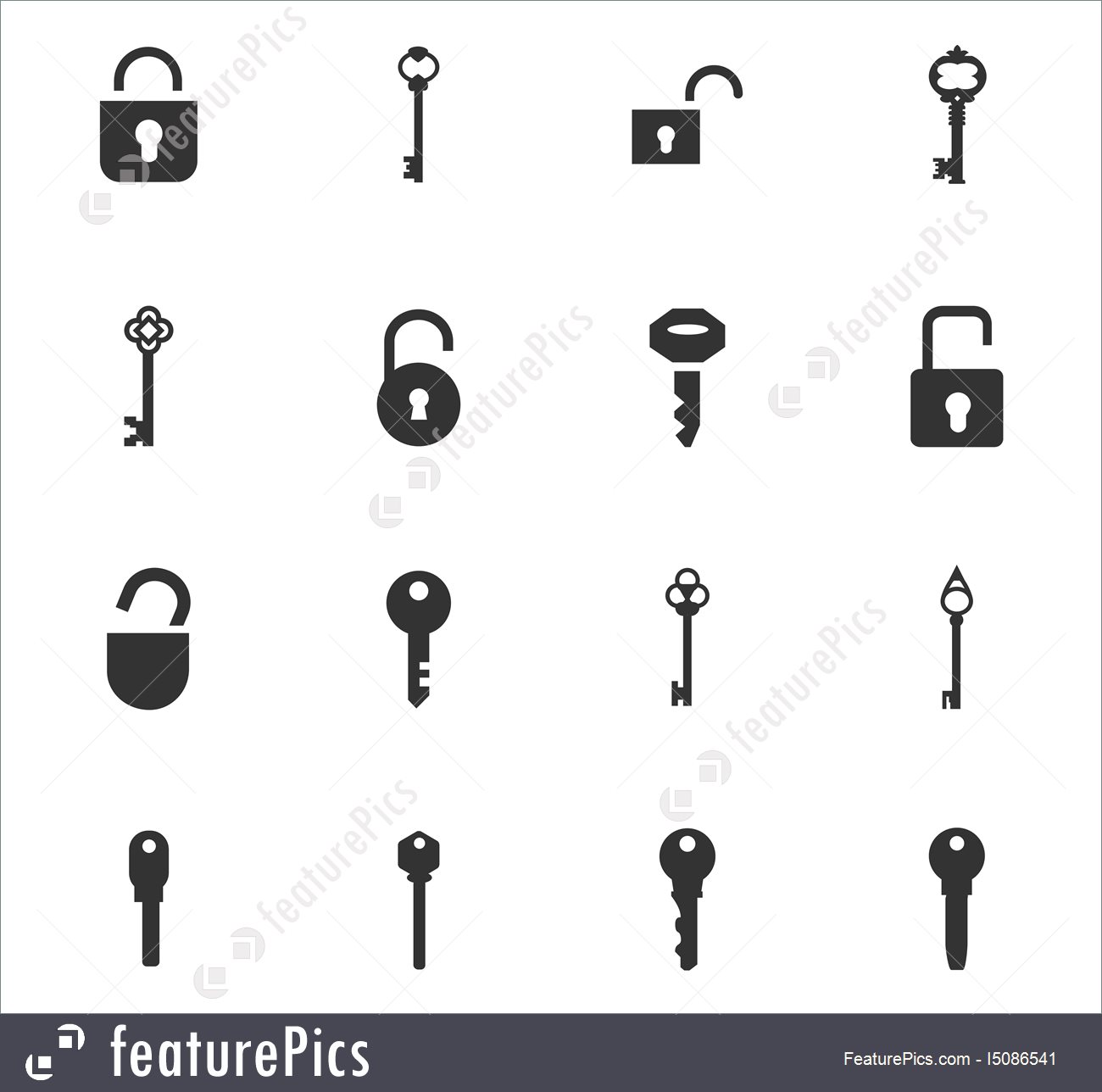 1300x1288 Illustration Of Lock And Key Icons Set