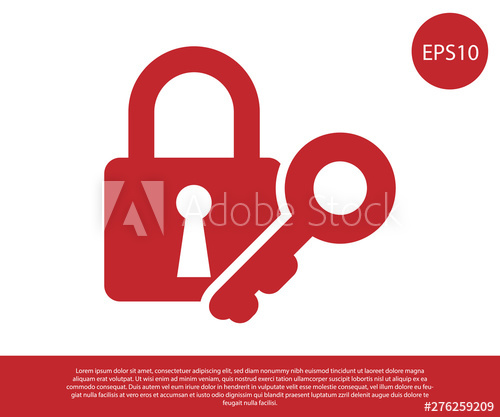 500x417 Red Lock And Key Icon Isolated On White Background Padlock Sign