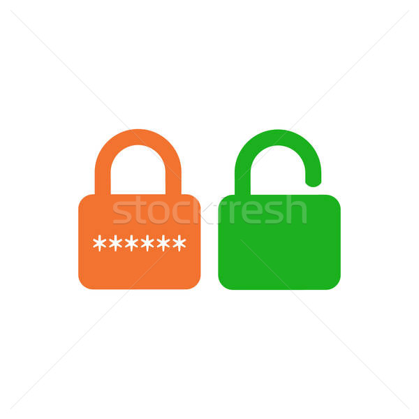 600x600 Lock Unlock Icon With Password Orange And Green In Trendy Flat