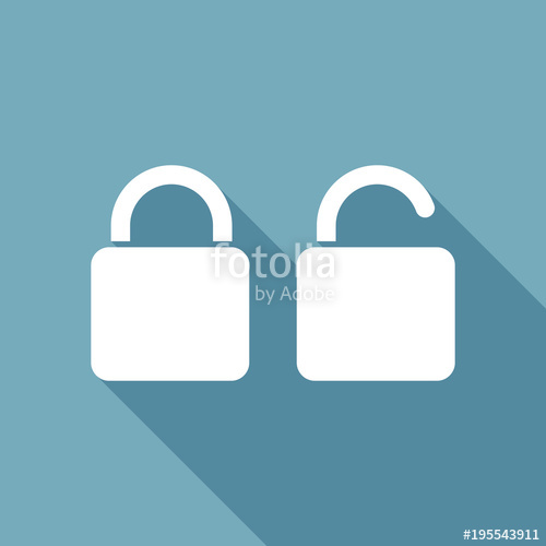 500x500 Lock And Unlock Icon White Flat Icon With Long Shadow