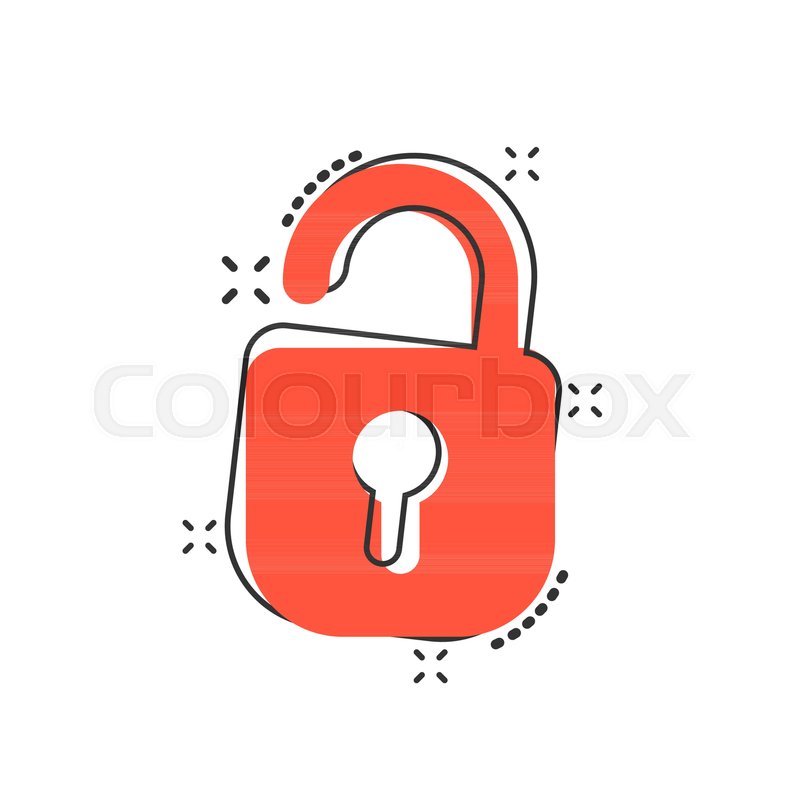 800x800 Vector Cartoon Lock Icon In Comic Stock Vector Colourbox