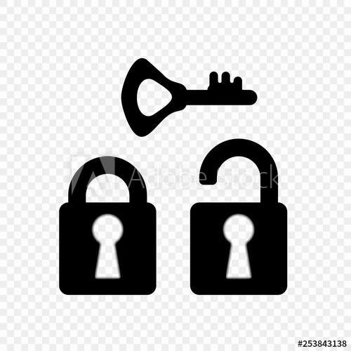 500x500 Lock Monochrome Simple, Open And Closed With Key, Icon Elements