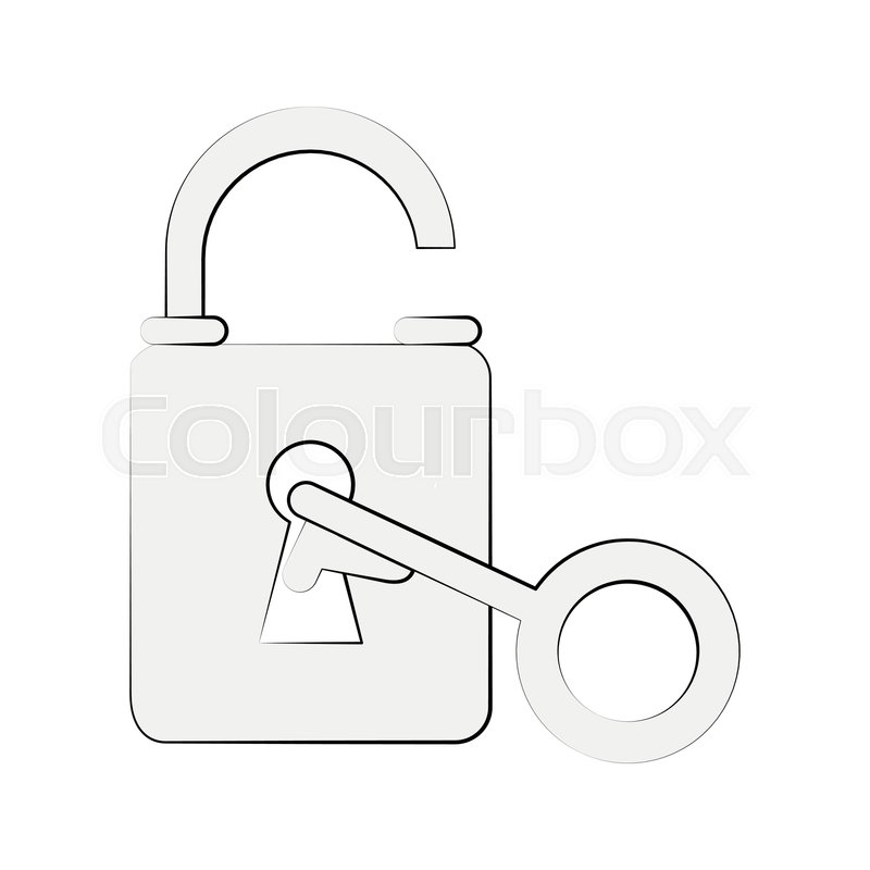 800x800 Safety Lock Open With Key Icon Image Stock Vector Colourbox