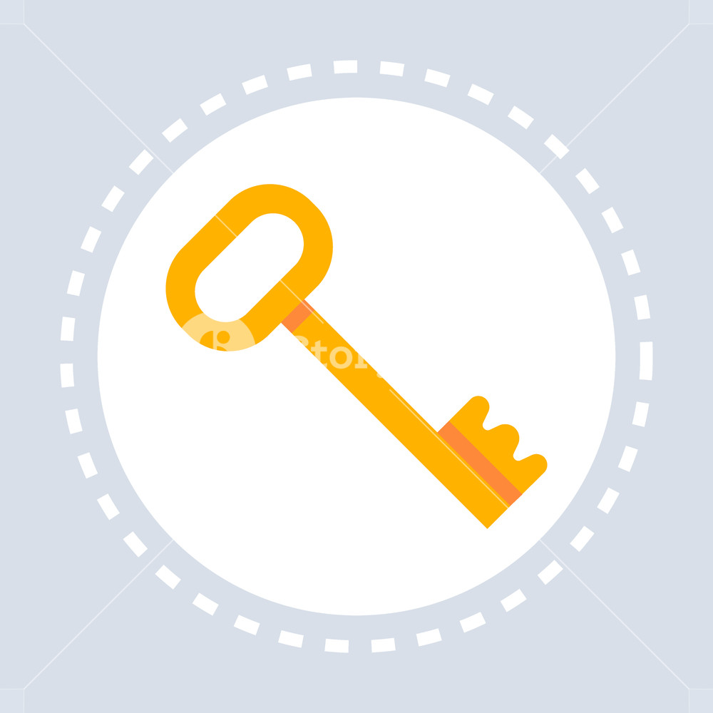 1000x1000 Golden Vintage Key Icon Lock Safety Concept Flat Isolated Vector
