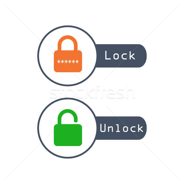 600x600 Lock Unlock Icon With Password Orange And Green In Trendy Flat