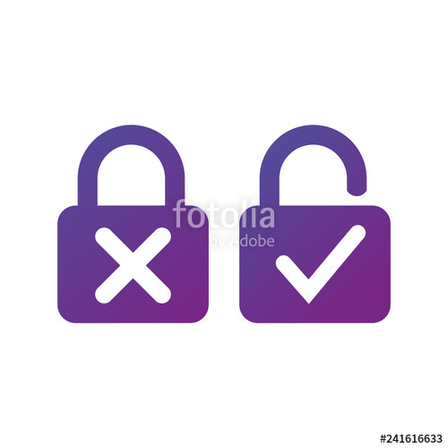 500x500 Lock With Cross And Check Mark For Lock Unlock Icon Isolated