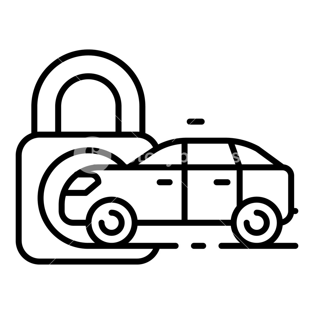 1000x1000 Locked Car Icon Outline Locked Car Vector Icon For Web Design