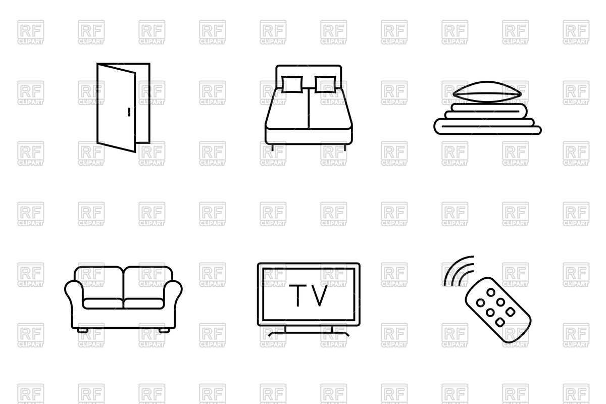 1200x800 Accommodation Amenities And Rent Out Lodging Icon Set Vector Image