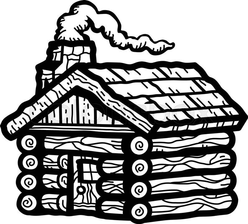 799x722 Rustic Wooden Log Cabin In Cartoon Stock Vector Colourbox