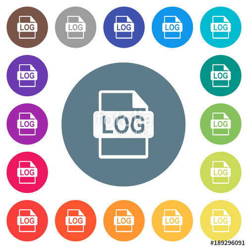 500x500 Log Format Flat White Icons On Round Color Backgrounds Stock