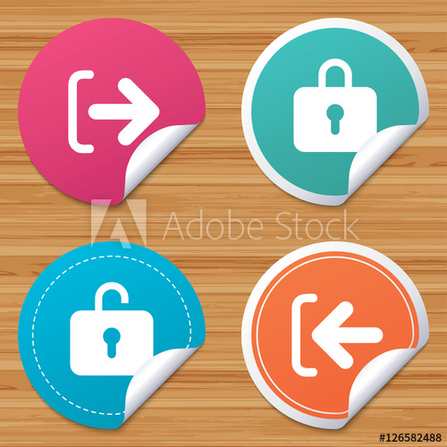500x500 Round Stickers Or Website Banners Login And Logout Icons Sign