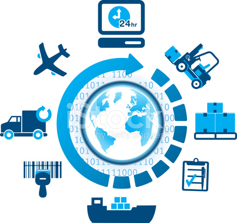 468x439 Global Logistics Shipping Icons Stock Vector