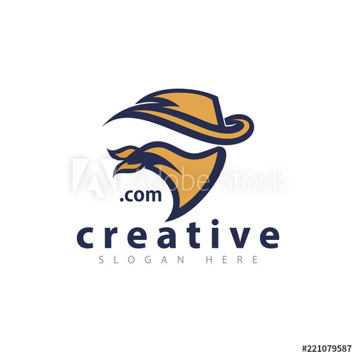 500x500 Cowboy Head Logo Icon Vector Template